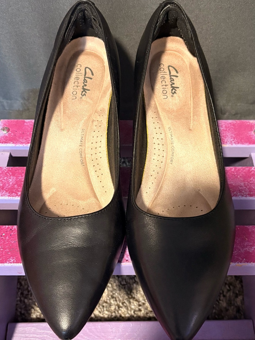 Clarks Black Pointed-Toe Women's Heels
